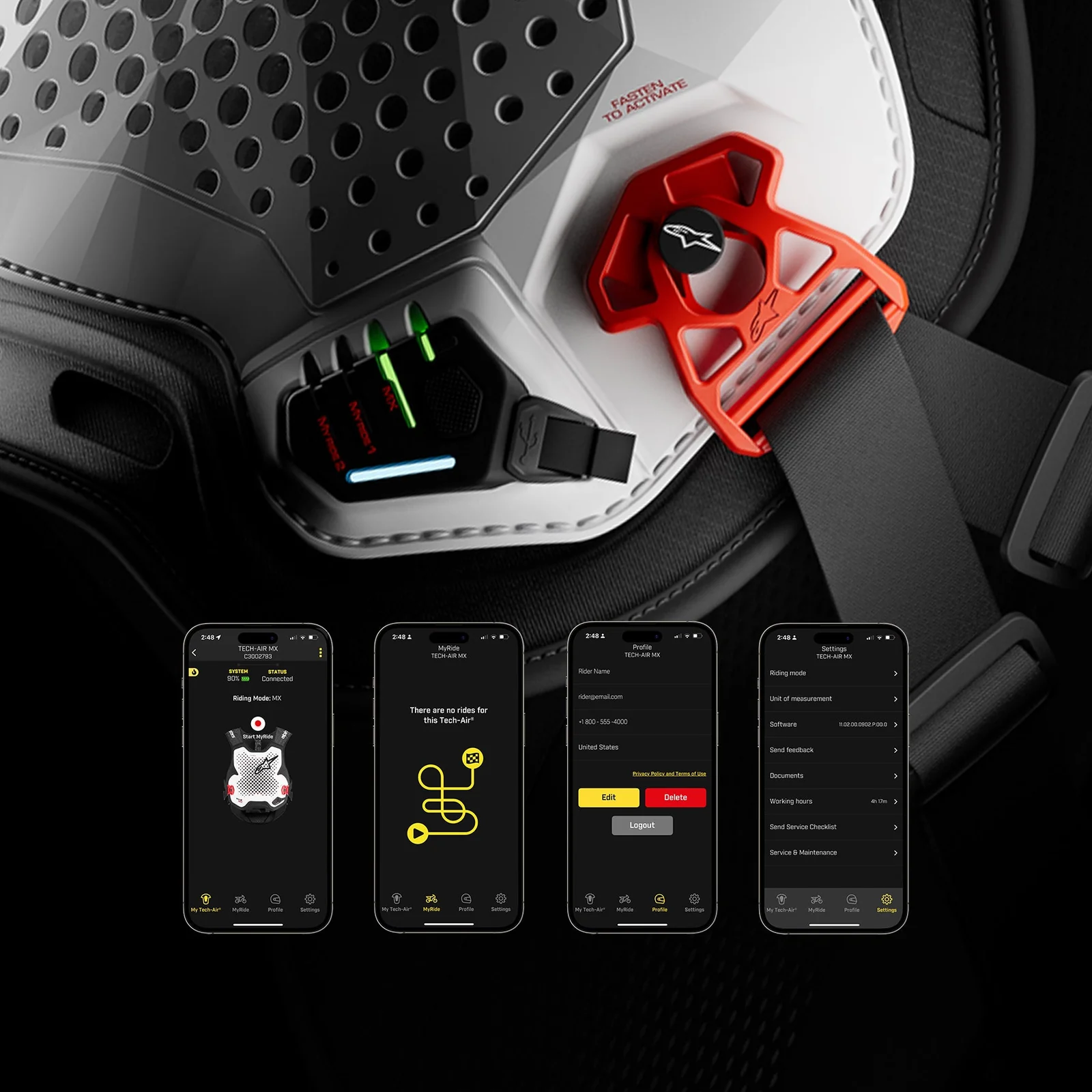 Alpinestars Tech-Air® MX System - Vorderseite und App